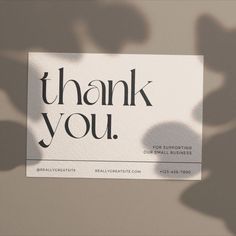 a thank card with the words thank you on it