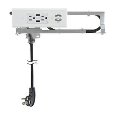 an electrical device with two wires attached to the back of it, on a white background