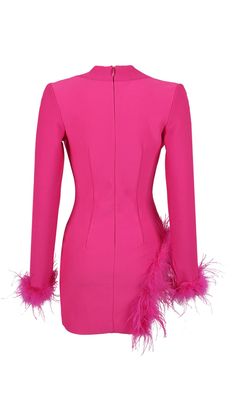 This mini dress comes in a hyper-pink hue that's sure to turn headss.Turn heads as you flutter into the room wearing this jacket dress.It's cut from soft stretch-jersey and detailed with the maximalist signature feather cuffs. Wear it to parties with statement pumps and an embellished clutch. WHERE TO WEAR:Cocktail party/Romantic date nights Material: Stretch Woven (95% Polyester, 5% Elastane) Gentle Dry Clean OnlyColour may vary due to lighting on images. The product images (without model) are Feather Cuffs, Satin Corset Dress, Plunge Mini Dress, Feather Jacket, Embellished Clutch, Romantic Date, Plus Size Shopping, Stretch Satin, Ruched Dress