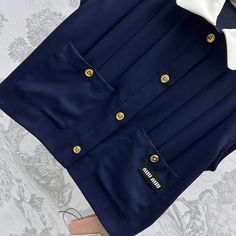 Size: XS, S, M, L, XL, XXL, XXXL It comes with Dust box, Care manual, Tag, and Paper bag.Size Guide: Luxury Navy Top For Workwear, Luxury Navy Tops For Work, Luxury Navy Top For Work, Luxury Tops With Pockets, Us Country, Women Clothes, Size Guide, Clutch Bag, Paper Bag