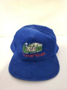 New Vintage Tillicum Village Blue Corduroy Ram Action Headwear SnapBack Hat Cap Adjustable Blue Corduroy Hat, Blue Winter Snapback Hat, Blue Winter Baseball Cap For Outdoor, Blue Baseball Cap For Winter Outdoor Activities, Blue Snapback Baseball Cap For Winter, Winter Outdoor Blue Baseball Cap, Flat Bill Corduroy Hats For Winter, Corduroy Flat Bill Hat For Winter, Thrift Wishlist