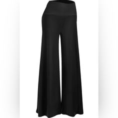 Women’s Palazzo Pants, Black, Super Soft, Nwt, Size Xxl Black Non-stretch Wide Leg Pants For Night Out, Non-stretch Black Wide Leg Pants For Night Out, Versatile Full-length Black Pants, Versatile Full Length Black Pants, Versatile Stretch Black Bottoms, Black Stretch Full-length Bottoms, Black Stretch Full Length Bottoms, Versatile Black Yoga Pants, Black Fitted Wide-leg Yoga Pants