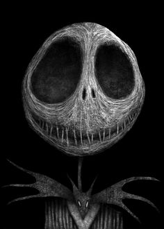 a black and white drawing of a creepy looking alien