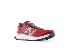 New Balance Fresh Foam Garoe - Men's Shoes : Crimson/Vintage Indigo : Enjoy climbing your trail with the ultra-supportive and comfortable New Balance Fresh Foam Garo&,#233, sneakers. Textile and synthetic upper. Breathable textile lining. Removable textile insole. Lightweight Fresh Foam cushioning. Lace-up closure. Pull tab on the back. Padded collar and tongue. Raised round toe silhouette. Synthetic outsole. Imported. Measurements: Weight: 12 oz Product measurements were taken using size 9, wid Casual Running Shoes With Cushioned Footbed For Trail, Casual New Balance Lace-up Trail Running Shoes, New Balance Breathable Trail Running Shoes, New Balance Trail Running Shoes For Athleisure, New Balance Cushioned Trail Running Shoes, New Balance Trail Running Shoes For Running, Functional New Balance Sneakers With Moisture-wicking, New Balance Trail Running Shoes With Cushioned Footbed, Sporty Red Hiking Sneakers