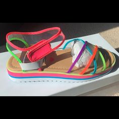 - Brand New - Size 3 In Big Girls - Steve Madden Playful Non-slip Multicolor Sandals, Playful Multicolor Non-slip Sandals, Casual Multicolor Synthetic Jelly Sandals, Playful Adjustable Jelly Sandals With Round Toe, Non-slip Open Toe School Sandals, Casual Round Toe Sandals For Spring Playtime, Non-slip Open Toe Sandals For School, Spring Playtime Round Toe Sandals, Playful Spring Sandals