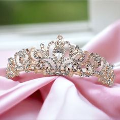 Crowns For Quinceanera, Fairytale Ball, Gem Hair, Rose Gold Tiara, Princess Fairytale, Pageant Crowns, Tiara Bridal, Ray Of Light, Gold Tiara