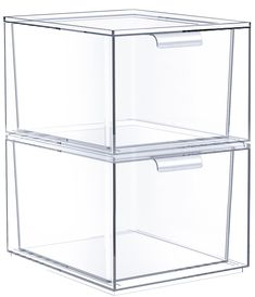 two clear boxes with handles on each side