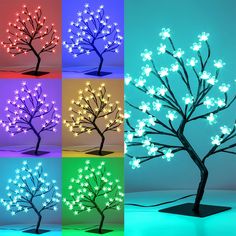 four different types of lights in the shape of a tree