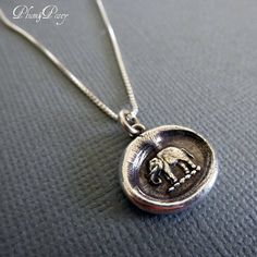 Elephant Wax Seal Necklace  Good luck necklace  by PlumAndPoseyInc, $59.00 Antique Medallion Jewelry For Good Luck, Vintage Good Luck Coin Pendant Jewelry, Vintage Coin Pendant Jewelry For Good Luck, Antique Engraved Jewelry For Good Luck, Antique Engraved Good Luck Necklace, Antique Engraved Necklace For Good Luck, Vintage Good Luck Locket Jewelry, Sterling Silver Coin Pendant Necklace For Good Luck, Stamped Round Pendant Amulet Jewelry