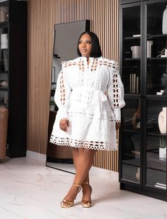 Aubrey Dress White Plus Size White Outfit, Unique White Dress, White Church Dress, White Plus Size Dresses, White Dress Formal, Plus Size White, Baptism Outfit, Church Dresses, African Print Fashion Dresses