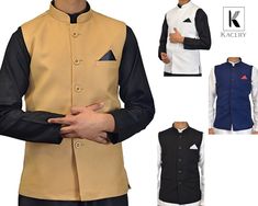 ★Men's Indian Fancy waistcoat Prettified with hand work on neck and Enhanced with Fancy button . ★Package included:1 Waistcoat ★ Fabric - Cotton Blend  ★Due to the different monitor and light effect, the actual colour of the item might be slightly different from the colour showed on the picture ★Garment care -Dry Clean Only  ★Jacket has three Pockets. ★Ideal for wedding, Eid, mehendi ceremony, any religious functions, Bollywood theme & birthday party. These kurta sets are also known as Indian, Pakistani Men's shalwar- salwar Kameez, sherwani, men kurta pajama, kurta with churidar. ♥RETURN POLICY -Buyer pays return postage ,we don't accept return if item tag is removed .please dont remove tag if you are not happy with the item . ★we dispatch in two working days . ★Item will be sent to you u Sleeveless Traditional Sets For Formal Occasions, Sleeveless Nehru Jacket For Formal Festive Occasions, Festive Sleeveless Nehru Jacket For Formal Occasions, Traditional Nehru Jacket For Diwali Semi-formal, Traditional Nehru Jacket For Diwali Semi-formal Occasion, Traditional Semi-formal Nehru Jacket For Diwali, Traditional Nehru Jacket For Semi-formal Transitional Season, Koti Jacket For Men, Indian Waistcoat