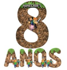 an image of the number 8 in minecraft with people standing around it and text that says, 8 naos