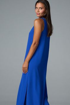 Our best-selling maxi dress is a summer staple. From weekend brunch to beach weddings, you'll wear this flowing style everywhere this season. ✓ All-Day Comfort ✓ Travel Friendly ✓ Day to Night ✓ Machine Washable DETAILS V neck Side slits FIT Regular fit True to size Model is 5'8" and wears size S MEASUREMENTS Length: 52" from shoulder (size S) FABRIC + CARE 100% polyester airflow Cold water wash on delicate. Line dry. Santorini Dress, Dresses Royal, Weekend Brunch, Instagram Outfits, Capri Blue, Outerwear Outfit, Beach Weddings, Coral Blue, Summer Staples