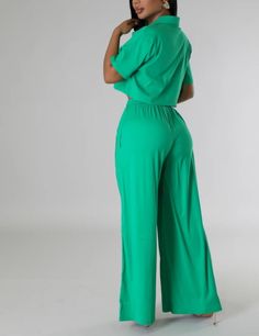 Get ready to live your best life in our Living Life Pant Set! This short-sleeve crop top and comfortable pant duo will have you looking and feeling amazing. Perfect for any casual outing or lounging at home. (Warning: may cause extreme levels of comfort and confidence!) *Inseam 28" 92% Polyester 8% Spandex Casual Short Sleeve Jumpsuits And Rompers For Loungewear, Green Short Sleeve Tops For Lounging, Stretch Short Sleeve Jumpsuits And Rompers For Loungewear, Stretch Short Sleeve Jumpsuits For Loungewear, Casual Jumpsuits And Rompers With Short Sleeves, Casual Short Sleeve Jumpsuits And Rompers With Elastic Waistband, Casual Two-piece Set Jumpsuit For Loungewear, Spring Pant Set With Relaxed Fit And Short Sleeve, Relaxed Fit Short Sleeve Pant Set For Spring