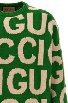 Wool sweater with all-over logo pattern, crew neck, long cuffed sleeves. Color: Green Size & Fit: true to size fit Composition: 100% wool Made in: Italy SKU: 763672XKDLV3521 Our Products Are 100% Genuine. In All Cases We Stand By The Authenticity Of Every Product Sold On Our Site. Logo Crew Sweater For Fall, Fall Crew Neck Sweater With Logo, Crew Neck Sweater With Logo For Fall, Logo Crew Neck Sweater For Winter, Gucci Winter Sweatshirt With Ribbed Cuffs, Winter Gucci Sweatshirt With Ribbed Cuffs, Gucci Long Sleeve Winter Sweatshirt, Gucci Sweatshirt With Ribbed Cuffs For Winter, Logo Pattern Long Sleeve Sweater For Fall