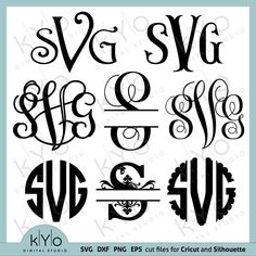 Scalloped-Monogram-Cricut-Fonts-Svg-Files-kyo-digital-studio Cricut Stationary, Monogram Fonts For Cricut, Cricut Monogram Font, Vine Monogram Font, Cricket Designs, Circle Monogram Font, Free Monogram Fonts, Fonts For Cricut, Silhouette Fonts