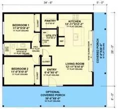 2 Bed Country Cottage with 2-Sided Wrap Around Porch - 966 Sq Ft - 420136WNT | Architectural Designs - House Plans Country Cottage House, 1000 Sq Ft House, Country Cottage House Plans, House Kits, Cottage Plans, Cottage House Plan, Pole Buildings