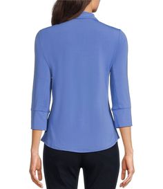 J.McLaughlin Brynn 3/4 Sleeve Point Collar Shirt | Dillard's Stretch 3/4 Sleeve Tops For Work, Casual 3/4 Sleeve Tops For Office, 3/4 Sleeve Top With Button Closure For Work, Workwear Top With Seamless Fold Down Collar, Stretch Collared Tops With Button Cuffs, 3/4 Sleeve Tops With Placket For Work, Workwear Top With 3/4 Sleeves And Button Closure, Workwear Tops With 3/4 Sleeve And Placket, Workwear Tops With Placket And 3/4 Sleeve