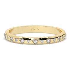 This 14k gold diamond wedding band has round diamonds and an engraved design around the entire band. You can wear it alone or as a stacking ring. Each piece is accompanied by an Azalea Certification and Warranty document, ensuring that you receive a high-quality, authentic piece of fine jewelry. Please message us if you don't receive your certification with your piece. This piece also comes with free engraving! M A T E R I A L & L E N G T H Available in 14k Yellow Gold, 14k Rose Gold, 14k White Gold, 18k Yellow Gold, 18k Rose Gold, 18k White Gold and Platinum. Please message us for 18k gold and Platinum prices. Band width: 2.1 mm Stone: Natural Diamonds 0.9 mm and 1.3 mm Carat Weight:  0.15 ct. tw. Color: G  Quality: SI-VS Additional Notes: * Non-Conflict Diamonds * Made in the USA E X C H Heirloom Diamond Half Eternity Stackable Rings, Luxury Diamond Ring With Decorative Band For Anniversary, 14k Gold Eternity Band With Brilliant Cut For Wedding, Classic Diamond Ring With Decorative Band, Fine Jewelry Diamond Ring With Decorative Band, Classic Round Diamond Ring With Decorative Band, Half Eternity Band In 14k Diamond White Gold, Decorative Diamond Band With Round Cut, Gold Diamond Band With Single Cut Diamonds