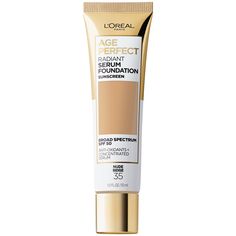 L'Oreal Paris Age Perfect Radiant Serum Foundation Makeup, Nude Beige, 1 fl oz - Walmart.com Loreal Paris Makeup, Best Drugstore Foundation, Beauty Crush, Foundation With Spf, Serum Foundation, Josie Maran, Cosmetics Ingredients, Hydrating Serum, Best Foundation