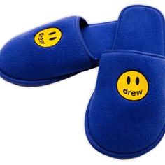 Brand New In Packaging Sold Out On Website Unisex Size Blue Slip-on Slippers With Rubber Sole, Comfortable Blue Indoor Slippers, Comfortable Blue Slippers With Cushioned Footbed, Blue Indoor Slippers With Cushioned Footbed, Blue Cushioned Indoor Slippers, Blue Indoor Slippers With Rubber Sole, Casual Yellow Slippers With Rubber Sole, Comfortable Blue Slippers With Rubber Sole, Comfortable Low-top Indoor Slippers