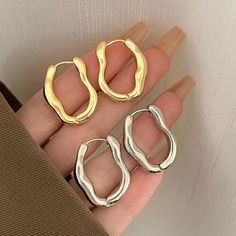 Luxurious Stainless Steel Geometric Hoop Earrings for Women Geometric Hoop Earrings, Korean Jewelry, Hoop Earrings Style, Alloy Earrings, High Standards, Accessories Jewelry Earrings, Metal Earrings, Simple Jewelry, Geometric Earrings