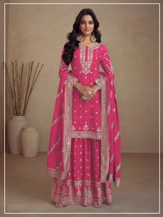 Designer Ready to Wear Salwar Kameez   Top Color-pink Bottom Color -pink Fabric Details    -Faux Georgette Digital Print with Sequence Embroidery  Introducing our stunning **designer ready to wear salwar kameez for women a perfect blend of elegance and comfort. Crafted from high-quality, lightweight fabric, this outfit features intricate detailing that showcases traditional craftsmanship while providing a modern touch. Available in various sizes, this comfortable and stylish salwar kameez is suitable for women of all shapes, ensuring a flattering fit for every occasion. This elegant ensemble is perfect for festive celebrations, family gatherings, or casual outings. The salwar kameez design offers versatility, allowing you to dress it up with striking jewelry or keep it simple for a more la Plus Size Party Wear, Fit At 40, Designer Ready To Wear, Festival Mode, Sequence Embroidery, Palazzo Suit, Sharara Suit, Western Dress, Silk Bottoms