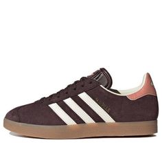 (WMNS) adidas originals Gazelle 'Shadow brown' IF3233 Brown Casual Sneakers With Three Stripes, Casual Brown Sneakers With Three Stripes, Brown Adidas Sneakers With Branded Insole, Brown Sporty Sneakers With Three Stripes, Sporty Brown Sneakers With Three Stripes, Brown Cushioned Sneakers For Athleisure, Brown Athleisure Sneakers With Cushioned Footbed, Brown Adidas Sneakers With Rubber Sole, Brown Low-top Athleisure Sneakers