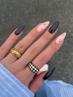 Multicolor  Collar   Geometric Color Nails Embellished   Nail,Hand & Foot Care Rocker Nails, Bulgarian Language, Bombshell Makeup, Unghie Nail Art, Broken Nails, Almond Nails Designs, Makijaż Smokey Eye, Pink Nail