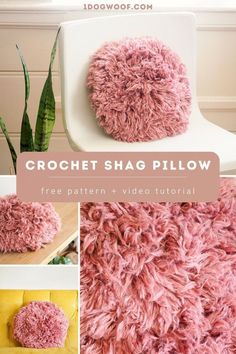 crochet shag pillow free pattern and video tutor