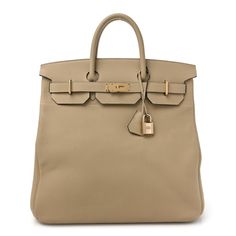 This is an authentic HERMES Togo HAC Birkin 40 in Trench. This spacious travel tote is crafted of fine togo calfskin leather in beige with expansive sides and a durable reinforced base. The bag features rolled leather top handles and a cross over flap with polished gold plated tipped straps and turn lock closure with a padlock and keys as well as a leather covered key clochette. This opens to a matching matte chvre goatskin leather interior. Everyday Togo Leather Bag With Leather Lining, Modern Togo Leather Travel Bag, Designer Togo Leather Bag, Designer Togo Leather Bag For Everyday Use, Designer Togo Leather Travel Bag, Luxury Togo Leather Travel Bag, Luxury Neutral Bags, Business Bags In Togo Leather, Taupe Travel Bag With Palladium Hardware