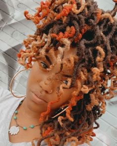 Tri Color Locs, Dreadlock Color Ideas, Loc Dye, Loc Dye Ideas, Orange Locs, Locs Color, Loc Colors