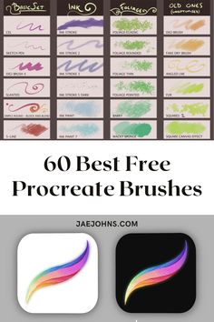 the top 50 best free procreate brushes for adobe and photoshopped to use in