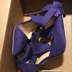 Brand New Stylish Purple Heels With A Beautiful Bow On The Ankle. Size 38 Purple Lace-up Heels For Spring, White Block Heels, Vintage Pumps, Black Kitten Heels, Purple Heels, Stylish Heels, Green Heels, Steve Madden Heels, Patent Leather Loafers