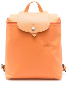 tangerine orange foldable design two adjustable shoulder straps single top handle embossed logo to the front embroidered logo to the front embossed logo to the rear internal logo patch unlined silver-tone hardware branded zip puller top zip fastening foldover top with press-stud fastening This piece comes complete with a protective dust bag. Longchamp Backpack, Small Leather Backpack, Foldable Backpack, Luxury Backpack, Orange Backpacks, Longchamp Bags, Zip Puller, Tangerine Orange, Black Leather Backpack