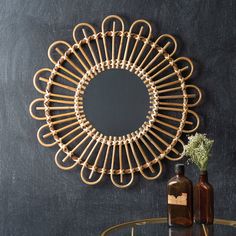 Rattan Wall Mirror - D&J Farmhouse Collections Rattan Wall Mirror, Coastal Mirrors, Hanging Rattan, Rattan Wall, Mirror Wall Bedroom, Rattan Mirror, Bedroom Mirror, Round Wall Mirror, Floor Mirror