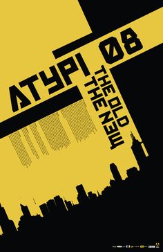 an advertisement for the berlin film festival, with black and yellow text in front of a cityscape