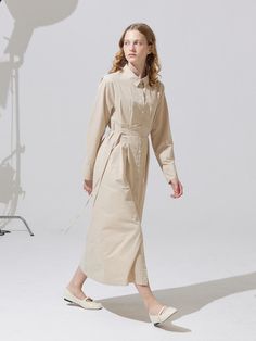 Composition : Cotton 100%Color : Beige_S,Beige_M,Beige_LCountry of Origin : Republic of Korea Long Shirt Dress For Spring Daywear, Beige Collared Belted Shirt Dress, Chic Long Cotton Shirt Dress, Beige Shirt Dress For Work, Beige Long Sleeve Dress For Daywear, Casual Beige Belted Shirt Dress, Casual Beige Long Sleeve Shirt Dress, Long Relaxed Fit Shirt Dress For Work, Beige Belted Cotton Dress