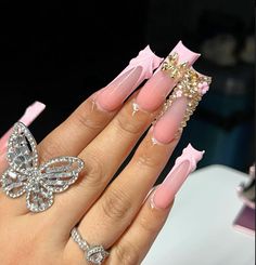 Nail Designs Bling, Pretty Gel Nails, Birthday Nails, La Pointe, Long Acrylic Nails, Cute Acrylic Nails, Stylish Nails, Pink Nails, Nails Inspiration