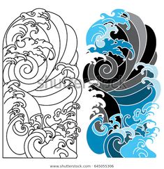 an image of waves in the ocean coloring book page for adults and children, black and white