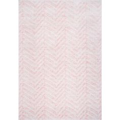 a pink and white rug with an arrow pattern on the bottom, in front of a white background