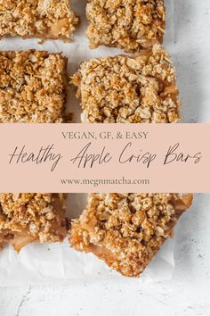 healthy apple crisp bars with text overlay