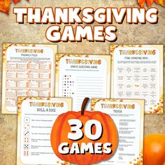 thanksgiving games for kids with pumpkins and leaves