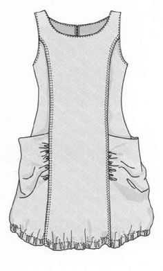 the front and back view of a women's dress with ruffled hems