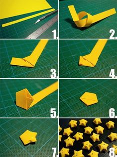 the instructions for how to make origami stars and rainbows with colored paper