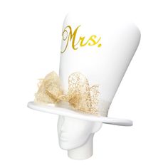 This Mrs. Bride Hat will definitely make you stand out at your next Party, Hora Loca, Wedding, Corporate Event, Birthday, Quinceanera, or Halloween Party! It can be used as a wedding hats, top hats, photo booth props, or a party favor. Bride And Groom Party, Foam Hats, Bachelorette Hats, Foam Party, Bride Hat, Funny Hats, Top Hats, Bridal Hair Vine, Booth Props