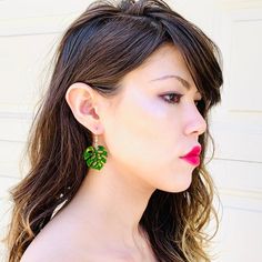 Small Green Iridescent Monstera Leaf Earrings, Laser Cut Acrylic Earrings, Hawaiian Island Polynesia Trendy Green Leaf-shaped Jewelry, Green Leaf-shaped Earrings, Handmade Tropical Green Jewelry, Green Leaf-shaped Earrings For Pierced Ears, Handmade Green Leaf-shaped Earrings, Acrylic Earrings Laser Cut, Monstera Leaf Earrings, Dressy Earrings, Laser Cut Earrings Acrylics