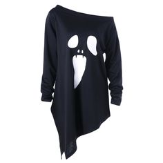 Halloween Plus Size Skew Neck Graphic Asymmetric Sweatshirt - Black - 3937077816 - Original Design-Women's Clothing  #OriginalDesignWomensClothing #Original #DesignWomen's #Clothing Halloween Plus Size, Asymmetrical Sweatshirt, Cheap Sweatshirts, Halloween Long Sleeve, Plus Size Halloween, Sweatshirts Pattern, Print Sweatshirt, Halloween Women, Casual Pullover