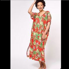 New Without Tag! Let Loose And Go With The Flow In This Chic Caftan. Style It With Flat, Slip-On Sandals For An Easy, Breezy Look You'll Wear All Summer Long. From Koolaburra By Ugg. Features: V-Neck, Side-Seam Pockets, Deep Side Slits, Maxi Length Caftan Fit: Semi-Fitted; Follows The Lines Of The Body With Added Wearing Ease Flat Lay Measurements: Pit To Pit: 30in. Length: 48in. A62 Casual Red V-neck Kaftan, Tropical Flowy V-neck Kaftan, Tropical Style Flowy V-neck Kaftan, Flowy Tropical V-neck Kaftan, Flowy V-neck Tropical Kaftan, Holiday V-neck Kaftan, Tropical V-neck Floral Print Kaftan, Red Floral Print V-neck Kaftan, Red V-neck Summer Kaftan