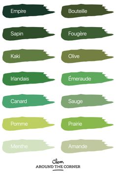 the different shades of green paint